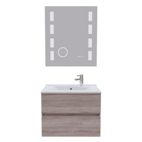 Meuble ROSALY 70 cm avec plan vasque en résine et miroir Excellence - Cambrian Oak Chêne