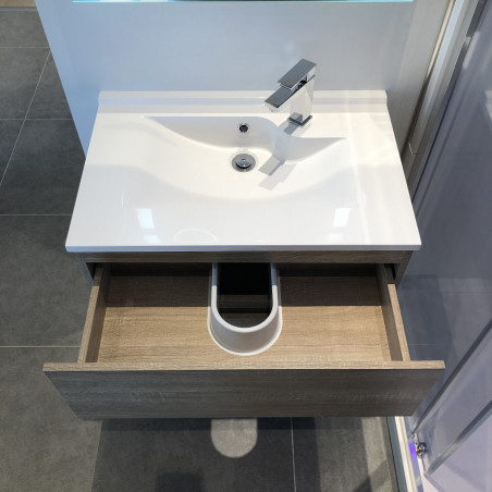 Meuble ROSALY 70 cm avec plan vasque en résine et miroir Excellence - Cambrian Oak Chêne