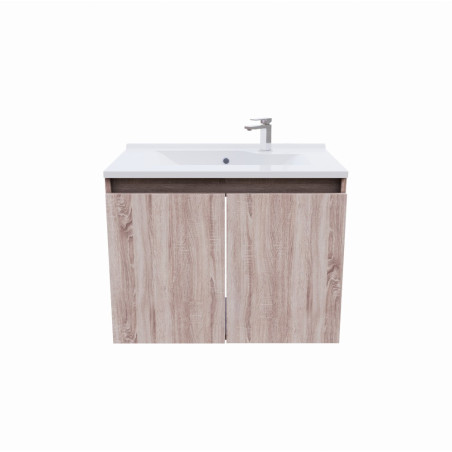 Meuble salle de bain suspendu 70 cm avec porte pivotante et plan vasque PROLINE - Cambrian Oak Chêne
