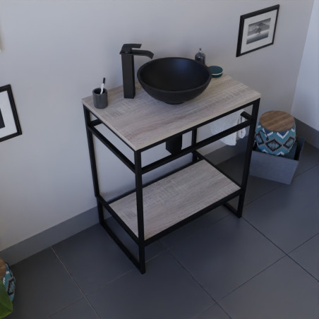 Meuble salle de bain STRUCTURA 70 cm avec vasque à poser noire 