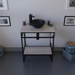 Meuble salle de bain STRUCTURA 70 cm avec vasque à poser noire 
