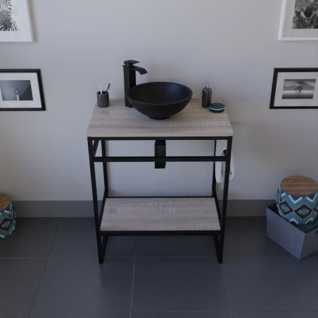 Meuble salle de bain STRUCTURA 70 cm avec vasque à poser noire 
