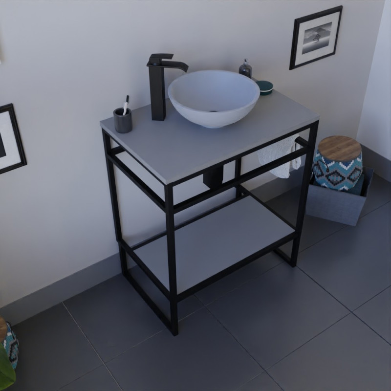 Meuble salle de bain STRUCTURA 70 cm avec vasque à poser grise Meuble salle de bain STRUCTURA 70 cm avec vasque à poser grise