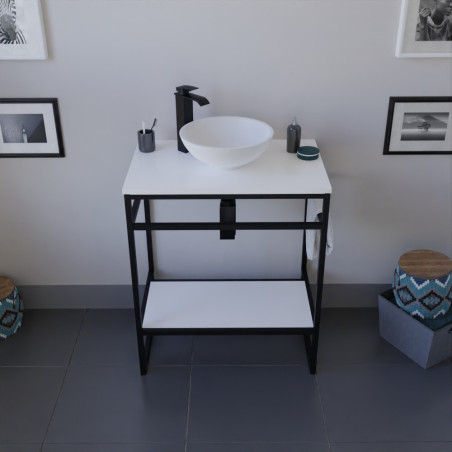 Meuble salle de bain STRUCTURA 70 cm avec vasque à poser blanche