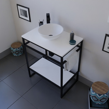 Meuble salle de bain STRUCTURA 70 cm avec vasque à poser blanche