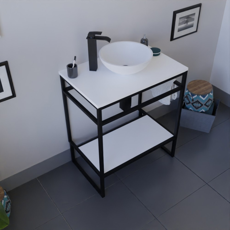 Meuble salle de bain STRUCTURA 70 cm avec vasque à poser blanche Meuble salle de bain STRUCTURA 70 cm avec vasque à poser blanche
