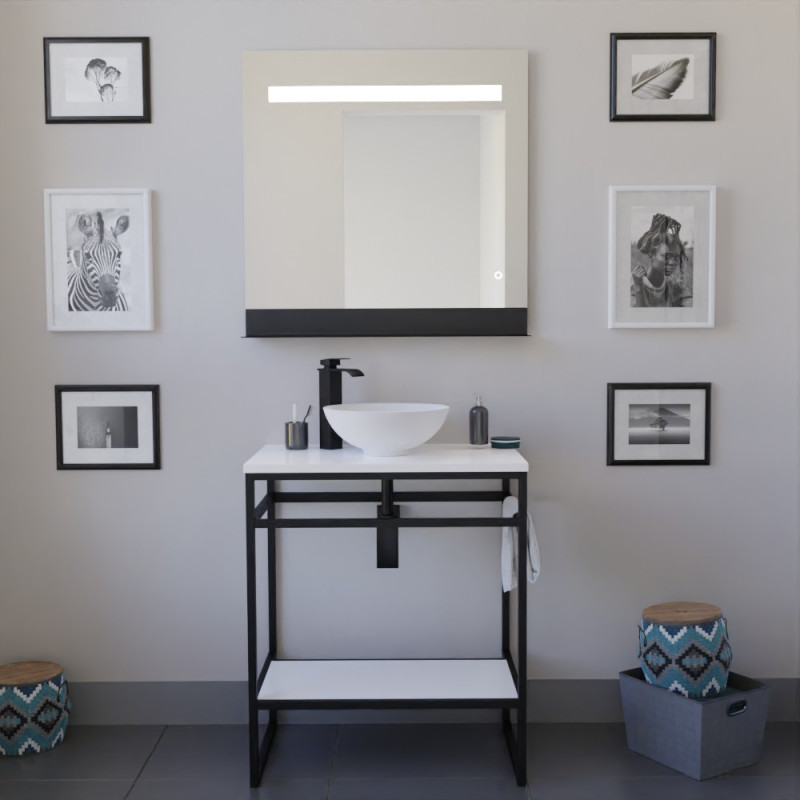 Meuble STRUCTURA 70 cm avec vasque à poser blanche et miroir led Etal Meuble STRUCTURA 70 cm avec vasque à poser blanche et miroir led Etal