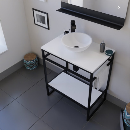 Meuble STRUCTURA 70 cm avec vasque à poser blanche et miroir led Etal
