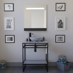 Meuble STRUCTURA 70 cm avec vasque à poser grise et miroir led Etal