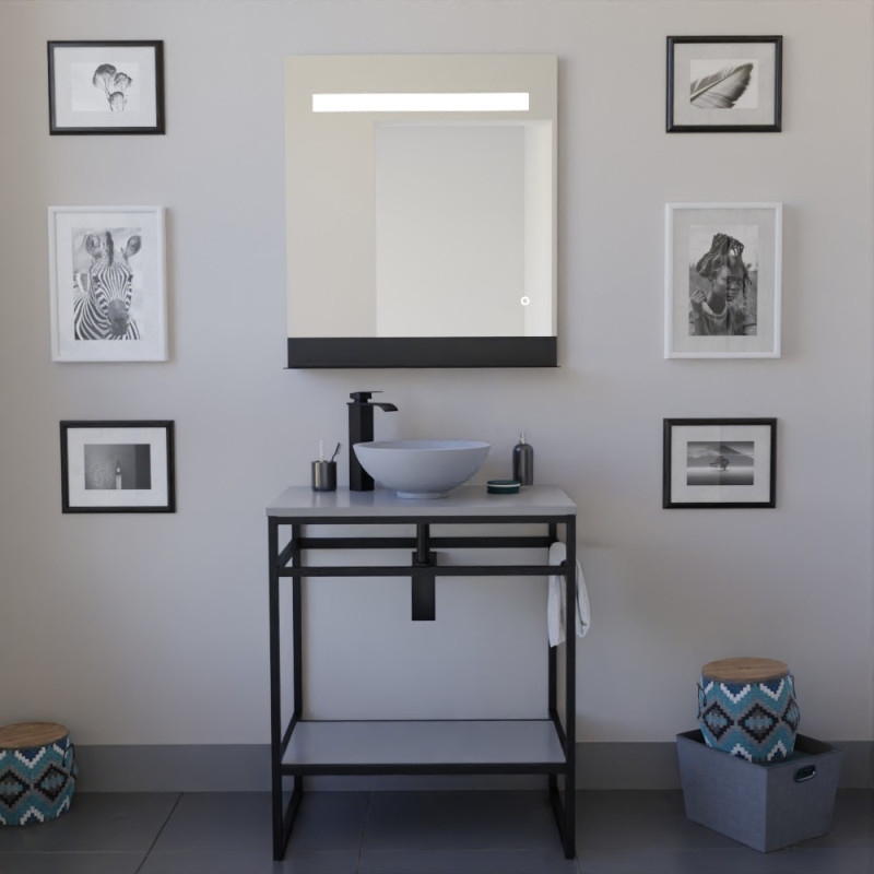 Meuble STRUCTURA 70 cm avec vasque à poser grise et miroir led Etal Meuble STRUCTURA 70 cm avec vasque à poser grise et miroir led Etal