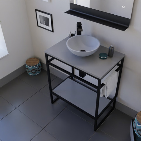 Meuble STRUCTURA 70 cm avec vasque à poser grise et miroir led Etal