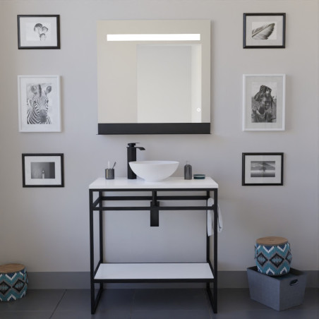 Meuble STRUCTURA 80 cm avec vasque à poser blanche et miroir led Etal