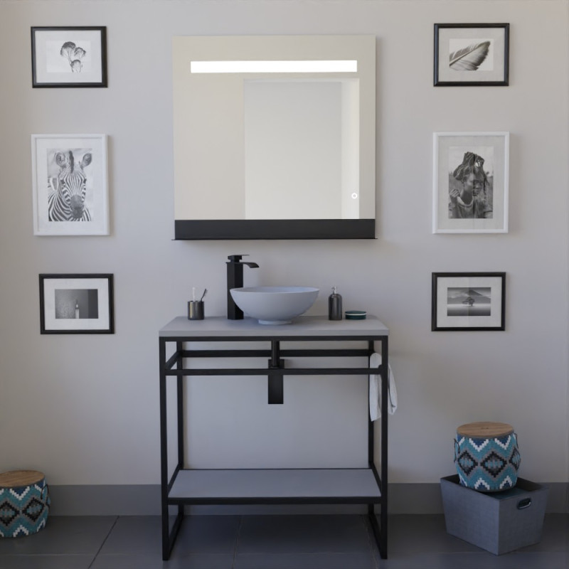 Meuble STRUCTURA 80 cm avec vasque à poser grise et miroir led Etal Meuble STRUCTURA 80 cm avec vasque à poser grise et miroir led Etal