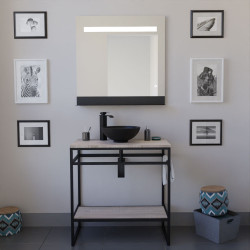 Meuble STRUCTURA 80 cm avec vasque à poser noire et miroir led Etal