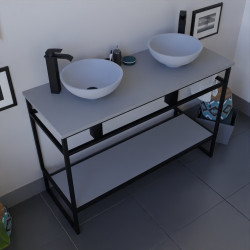 Meuble salle de bain 120 cm avec deux vasques à poser grises STRUCTURA