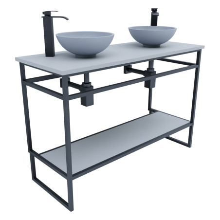 Meuble salle de bain 120 cm avec deux vasques à poser grises STRUCTURA