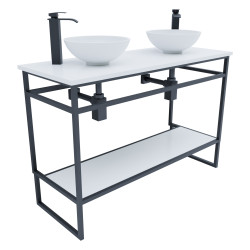 Meuble salle de bain 120 cm avec deux vasques à poser blanches STRUCTURA