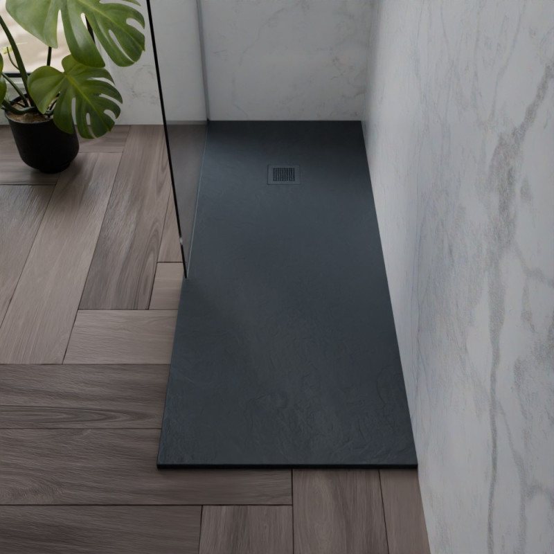 Receveur de douche 170x70 cm extra plat - DIAMANT - coloris gris anthracite Receveur de douche 170x70 cm extra plat - DIAMANT - coloris gris anthracite