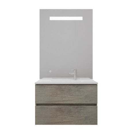 Meuble vasque tout inox ROSINOX 80 cm avec miroir Elégance ht105