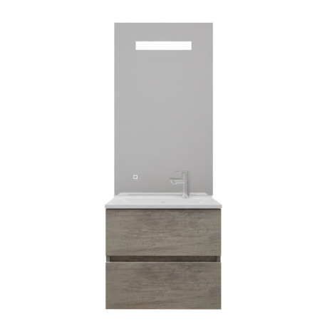 Meuble vasque tout inox ROSINOX 60 cm avec miroir Elégance ht105