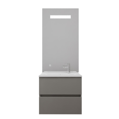 Meuble vasque tout inox ROSINOX 60 cm avec miroir Elégance ht105