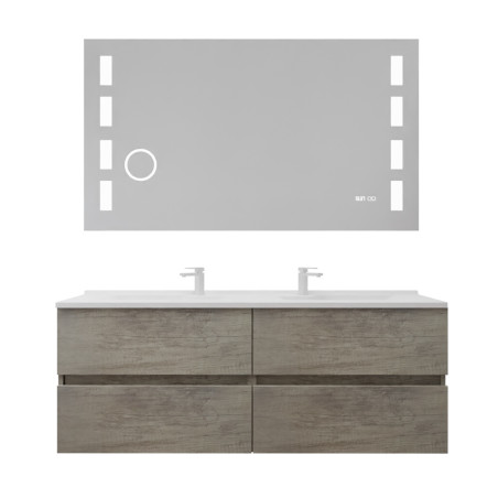 Meuble double vasque tout inox 140 cm ROSINOX avec miroir LED Excellence