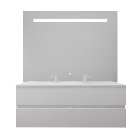 Meuble double vasque tout inox 140 cm ROSINOX avec grand miroir Elégance ht105