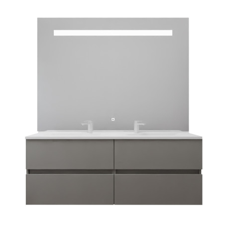 Meuble double vasque tout inox 140 cm ROSINOX avec grand miroir Elégance ht105