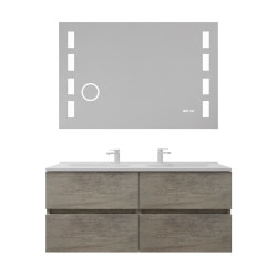 Meuble double vasque tout inox 120 cm ROSINOX avec miroir led Excellence