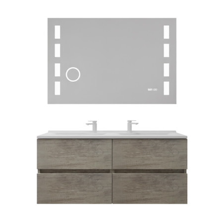 Meuble double vasque tout inox 120 cm ROSINOX avec miroir led Excellence