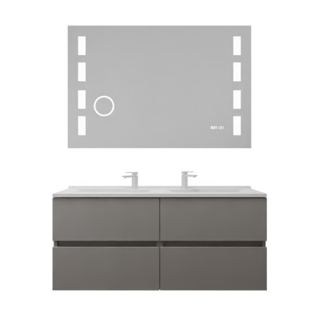Meuble double vasque tout inox 120 cm ROSINOX avec miroir led Excellence