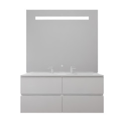 Meuble double vasque tout inox 120 cm ROSINOX avec grand miroir Elégance ht105