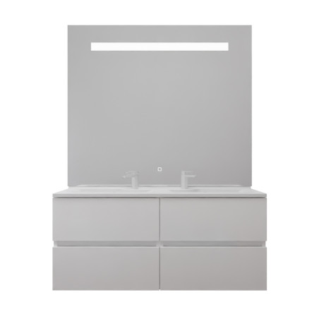 Meuble double vasque tout inox 120 cm ROSINOX avec grand miroir Elégance ht105