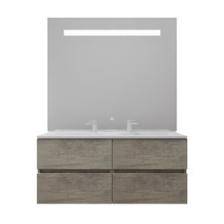 Meuble double vasque tout inox 120 cm ROSINOX avec grand miroir Elégance ht105