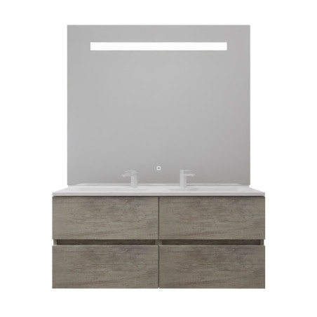 Meuble double vasque tout inox 120 cm ROSINOX avec grand miroir Elégance ht105