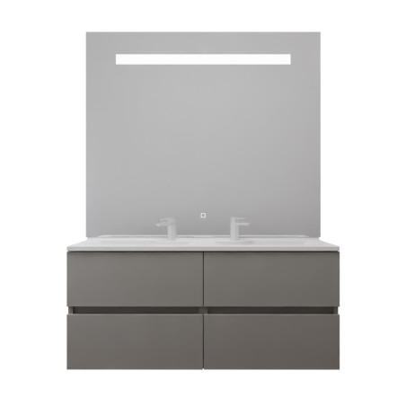 Meuble double vasque tout inox 120 cm ROSINOX avec grand miroir Elégance ht105