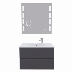 Meuble salle de bain 80 cm ROSALY avec plan vasque et miroir Excellence - Gris anthracite