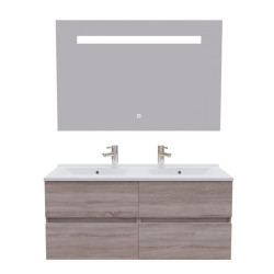 Meuble double vasque 120 cm ROSALY avec miroir Elégance ht80