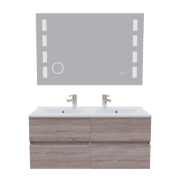 Meuble double vasque 120 cm ROSALY avec miroir Excellence