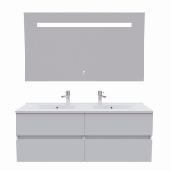 Meuble double vasque 140 cm ROSALY avec miroir Elégance ht80