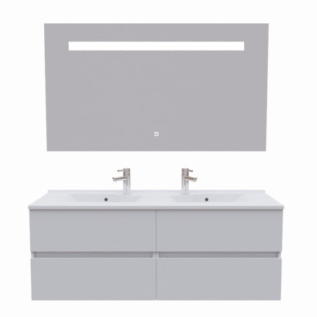 Meuble double vasque 140 cm ROSALY avec miroir Elégance ht80