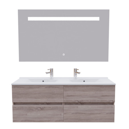 Meuble double vasque 140 cm ROSALY avec miroir Elégance ht80