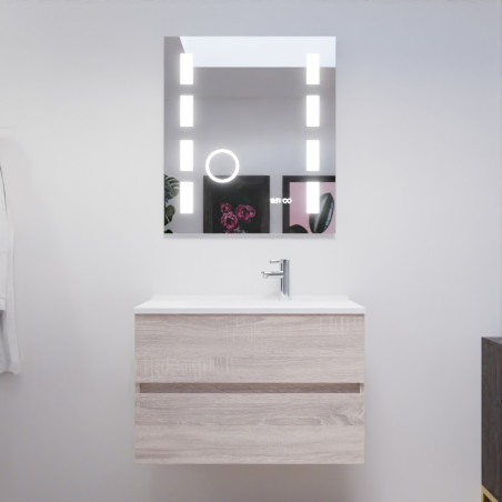 Meuble salle de bain 80 cm ROSALY avec plan vasque et miroir Excellence  - Cambrian Oak Chêne