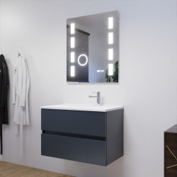 Meuble salle de bain 80 cm ROSALY avec plan vasque et miroir Excellence - Gris anthracite