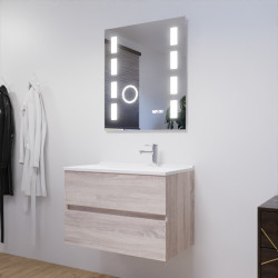 Meuble salle de bain 80 cm ROSALY avec plan vasque et miroir Excellence  - Cambrian Oak Chêne