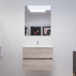 Meuble ROSALY 70 cm avec plan vasque en céramique et miroir Elegance Hauteur 80 cm - Bois