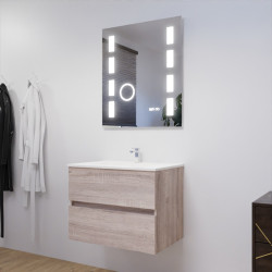 Meuble ROSALY 70 cm avec plan vasque en céramique et miroir Excellence - Cambrian Oak Chêne