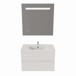 Meuble salle de bain 70 cm ROSALY avec plan vasque et miroir Elégance ht80