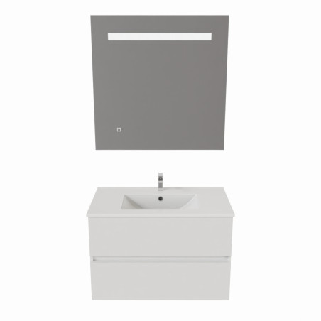 Meuble salle de bain 70 cm ROSALY avec plan vasque et miroir Elégance ht80