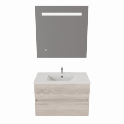 Meuble salle de bain 70 cm ROSALY avec plan vasque et miroir Elégance ht80